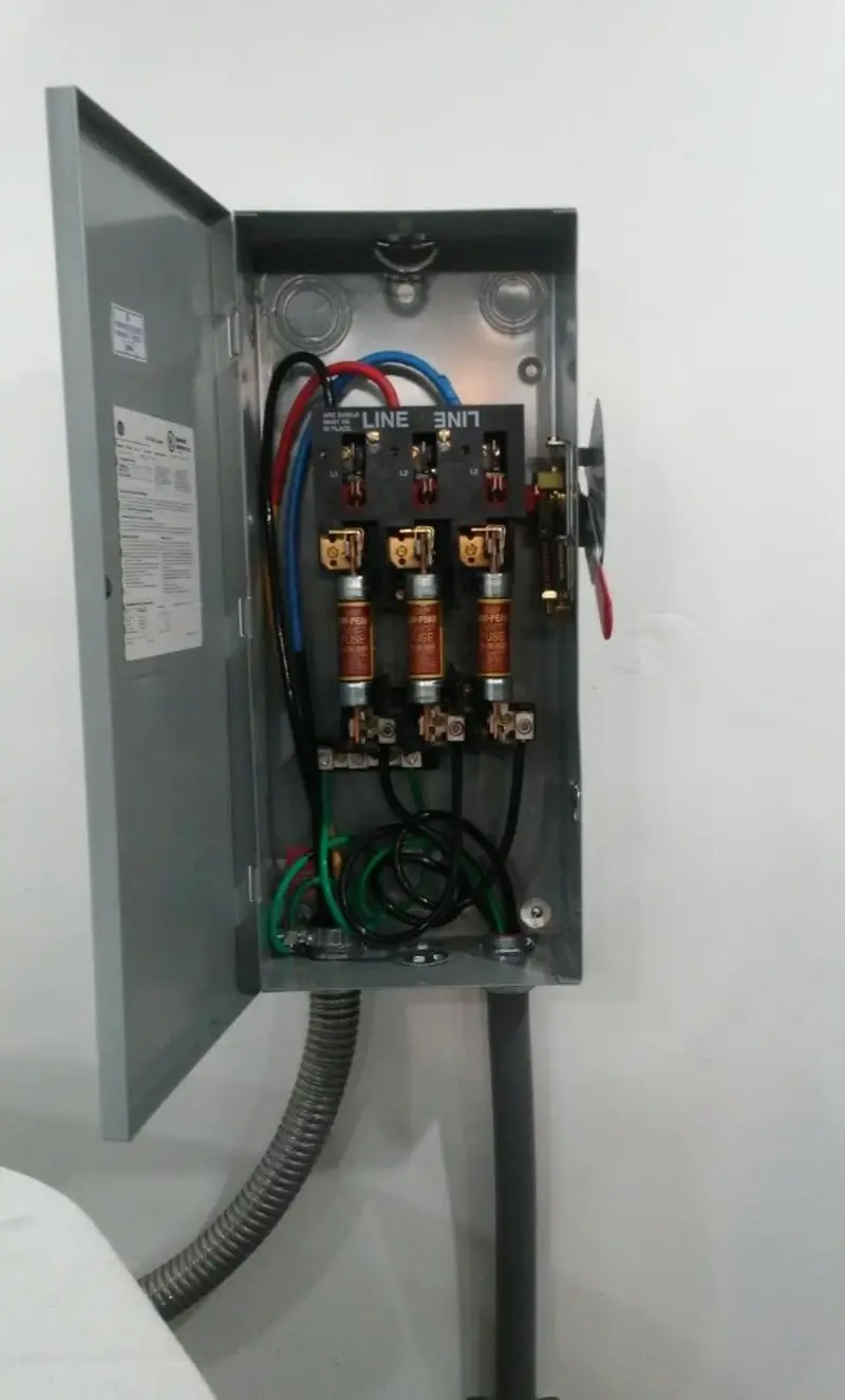 Three-phase disconnect switch installed for Smoke Detector Installation in Vail